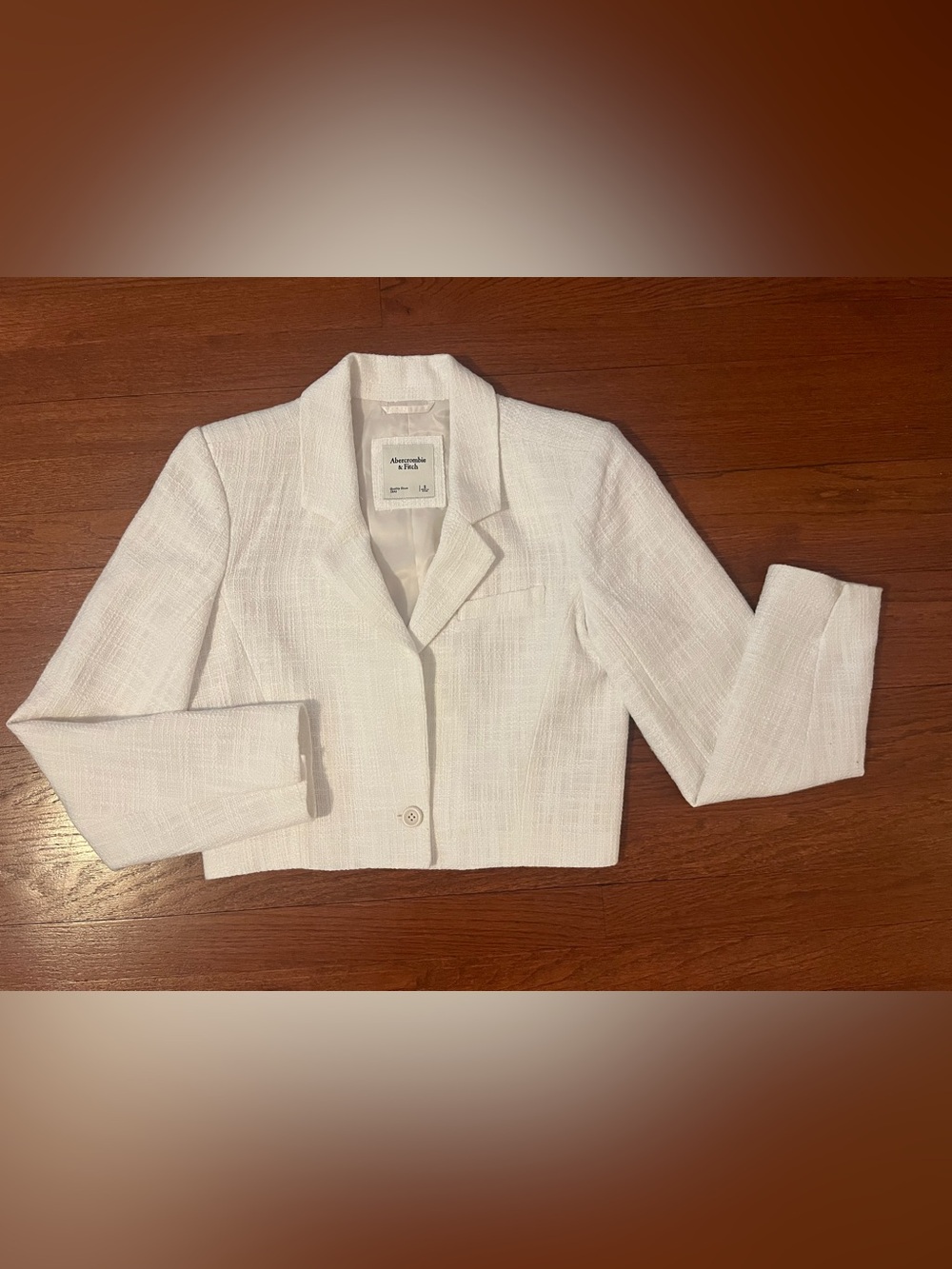 Abercrombie & Fitch Women's Off-White Cropped Textured Blazer